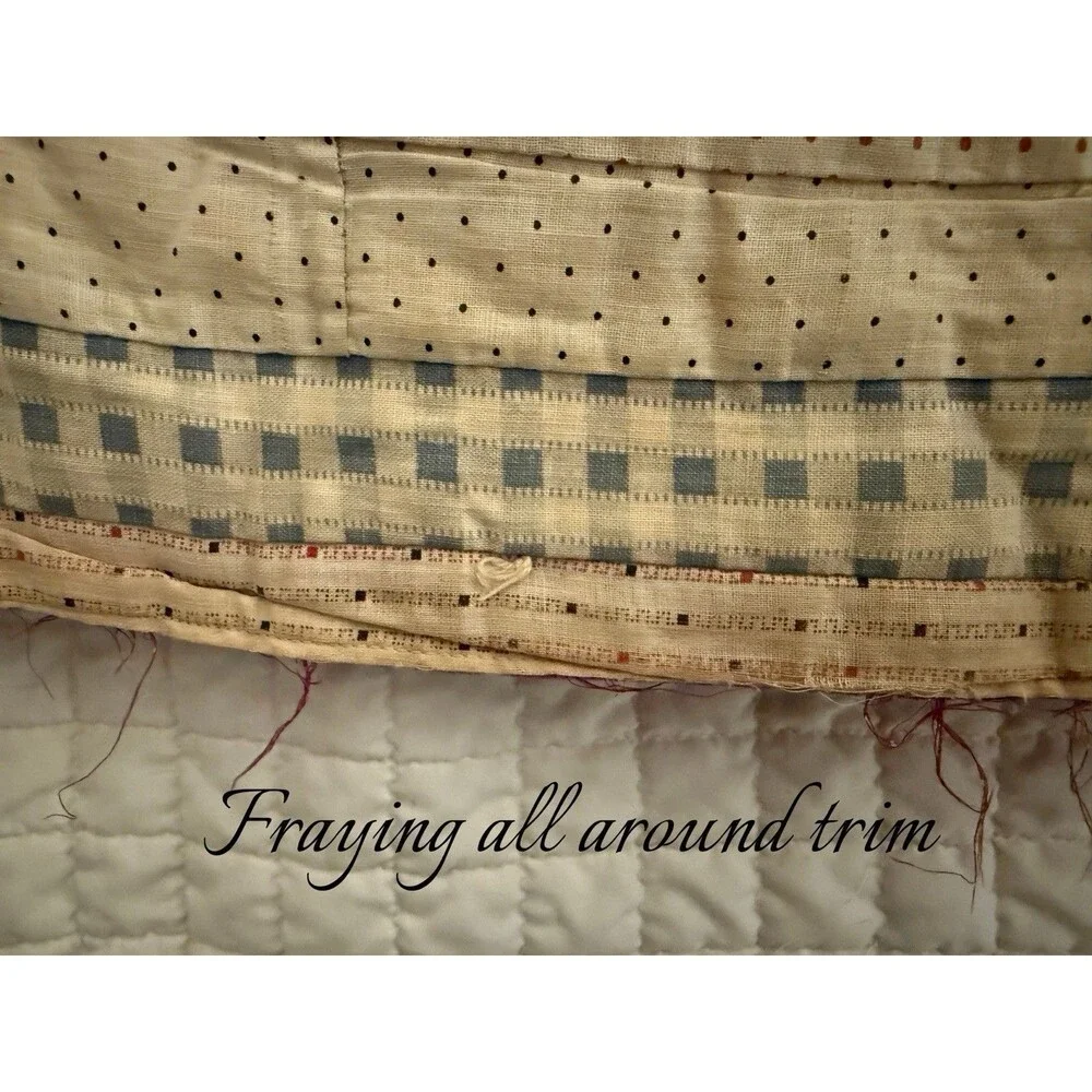 Antique Log Cabin Style Quilt Queen Size 82” X 74” Reversible Red Cream Boxes